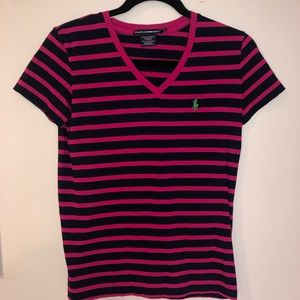 Ralph Lauren Sport V-Neck: Fuschia and Navy